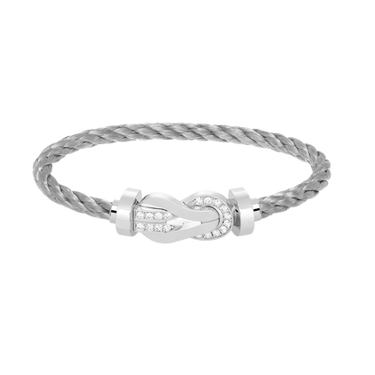 [Shinejoy]CHANCE LARGE 8 FIGURE BUCKLE HALF DIAMOND BRACELET SILVER