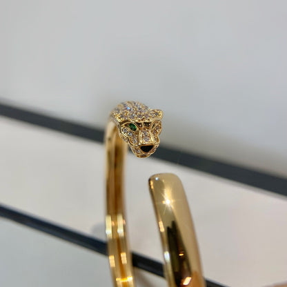 [Shinejoy]PANTHERE GOLD DIAMOND OPEN BRACELET