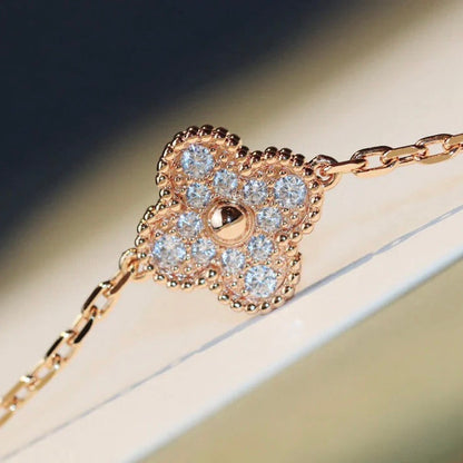[Shinejoy]CLOVER 20 MOTIFS DARK MOP DIAMOND  NECKLACE