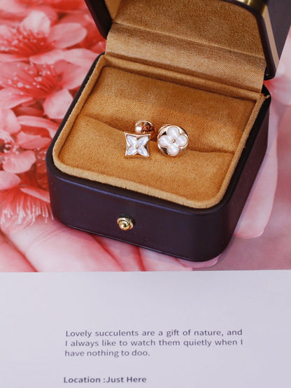 [Shinejoy]STAR AND SUN PINK GOLD MOP STUD EARRINGS