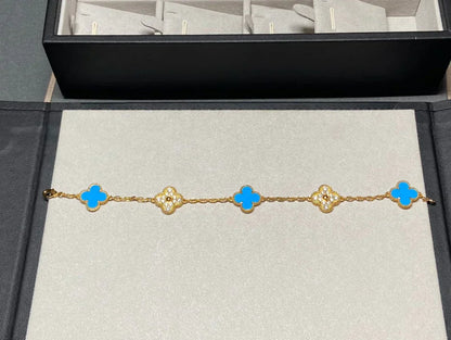 [Shinejoy] CLOVER 5 MOTIF BLUE AGATE BRACELET COLLECTION