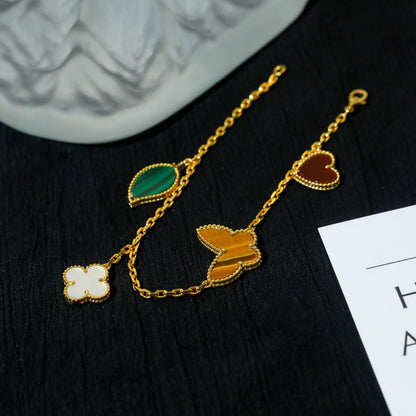 [Shinejoy]LUCKY SPRING 5 MOTIF GOLD BRACELET