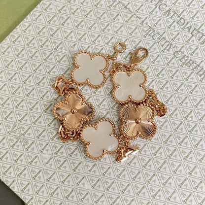 [Shinejoy]CLOVER WHITE PEARL MOP 5 MOTIF BRACELET COLLECTION