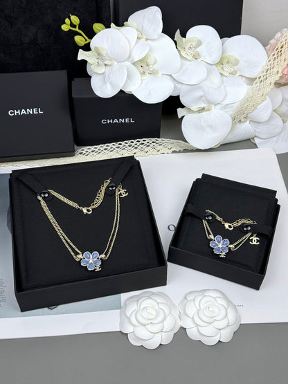 [Shinejoy]VOLTE New Blue Floral Double-Layer Bracelet