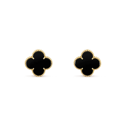 [Shinejoy]CLOVER MEDIUM 1 MOTIFS  ONYX STUD EARRINGS