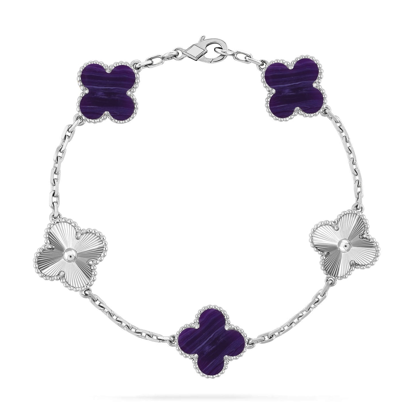 [Shinejoy]CLOVER 5 MOTIF PURPLE STRIPES BRACELET COLLECTION