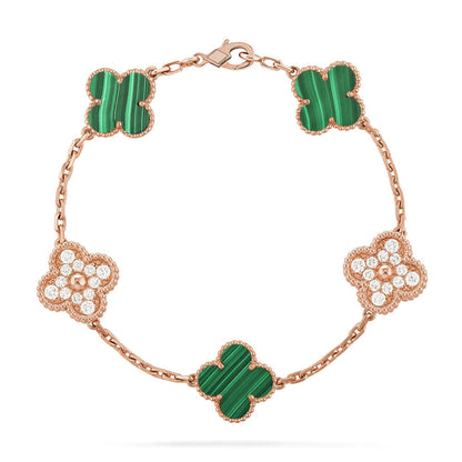 [Shinejoy] CLOVER 5 MOTIF MALACHITE BRACELET COLLECTION