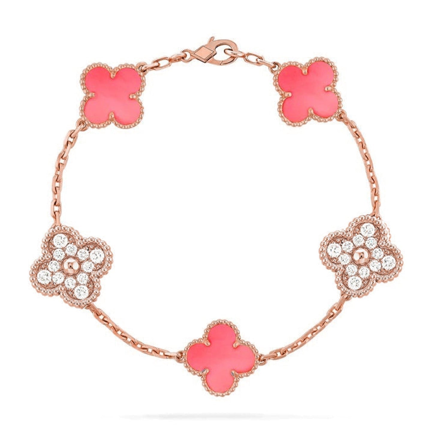 [Shinejoy] CLOVER 5 MOTIFS  PINK MOP BRACELET COLLECTION