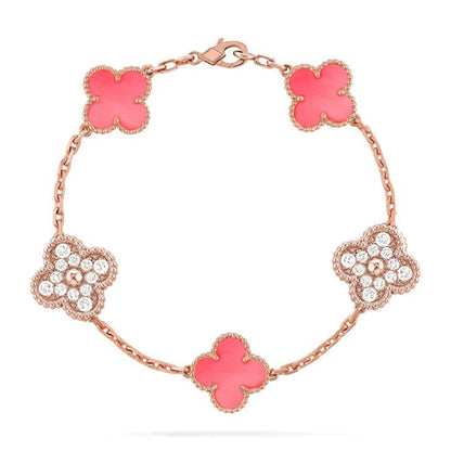 [Shinejoy] CLOVER 5 MOTIFS  PINK MOP BRACELET COLLECTION