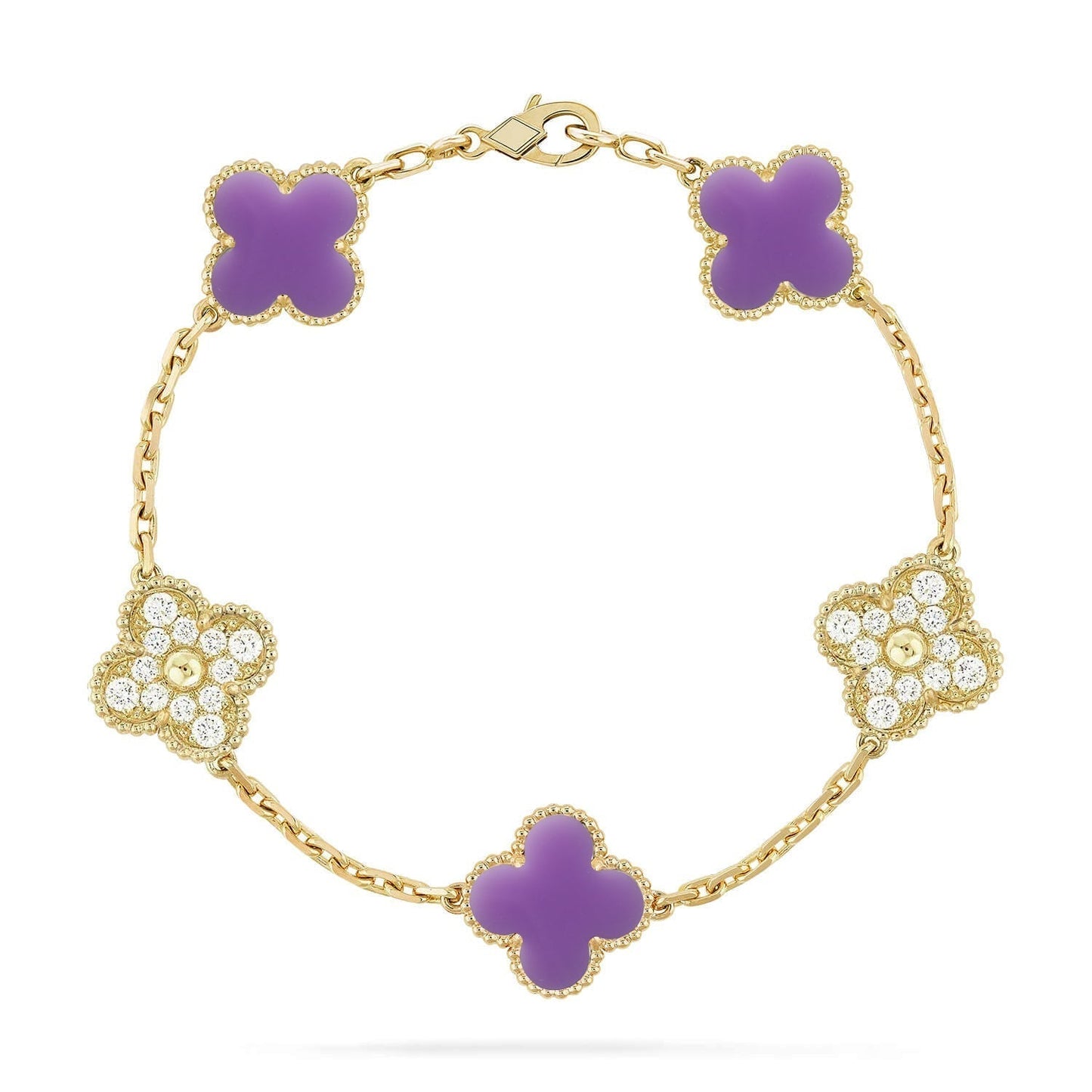 [Shinejoy]CLOVER 5 MOTIF LIGHT PURPLE BRACELET COLLECTION