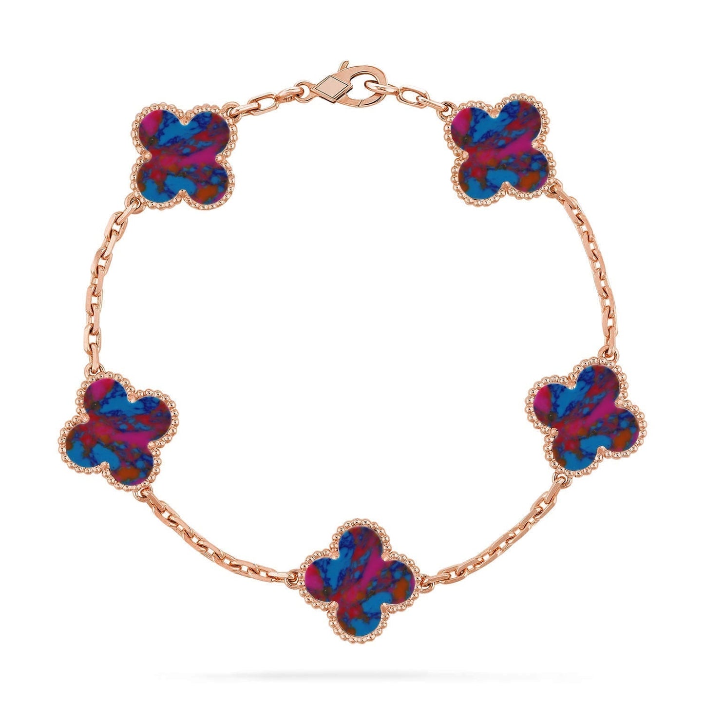 [Shinejoy]CLOVER 5 MOTIF COLOR GEMSTONES BRACELET COLLECTION