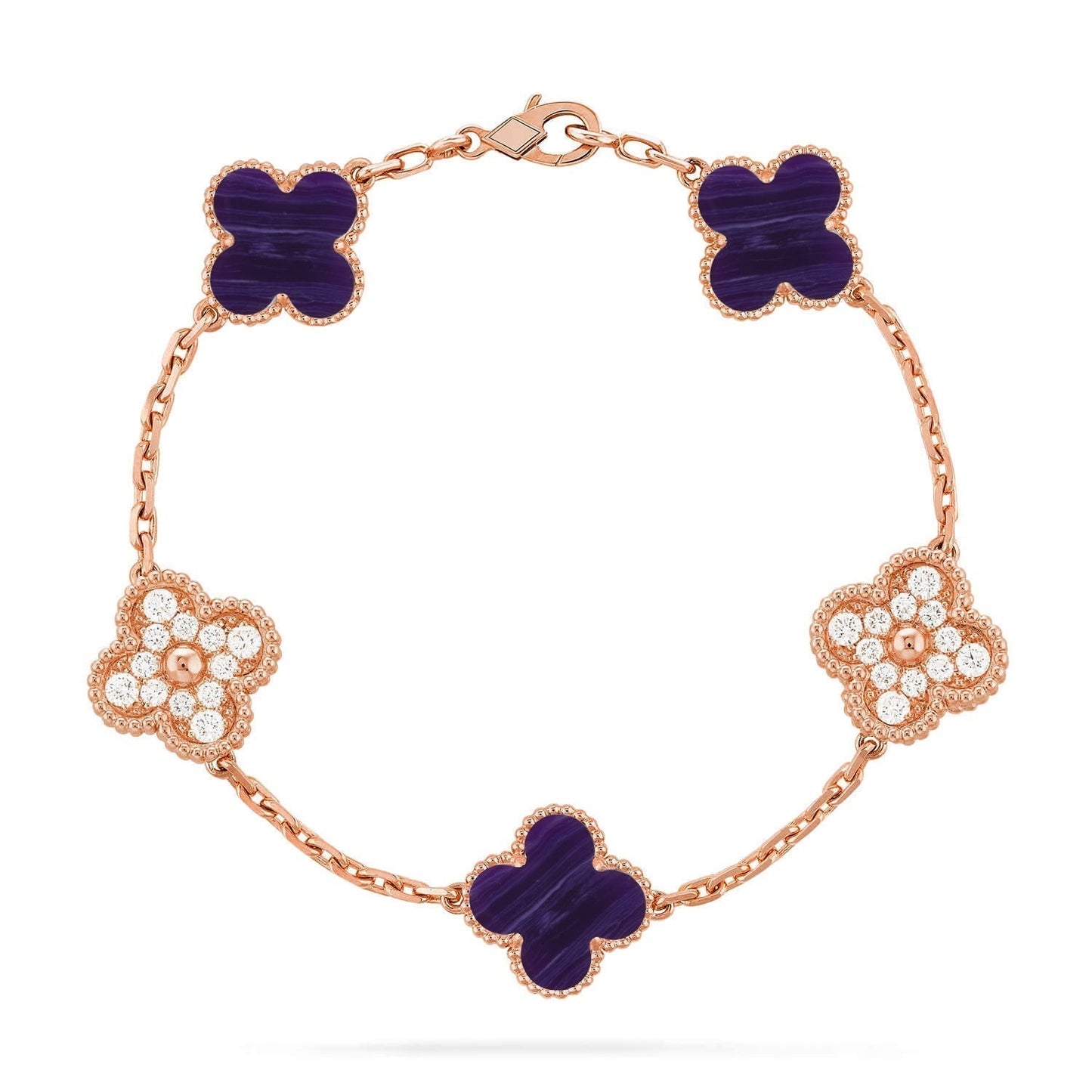 [Shinejoy]CLOVER 5 MOTIF PURPLE STRIPES BRACELET COLLECTION