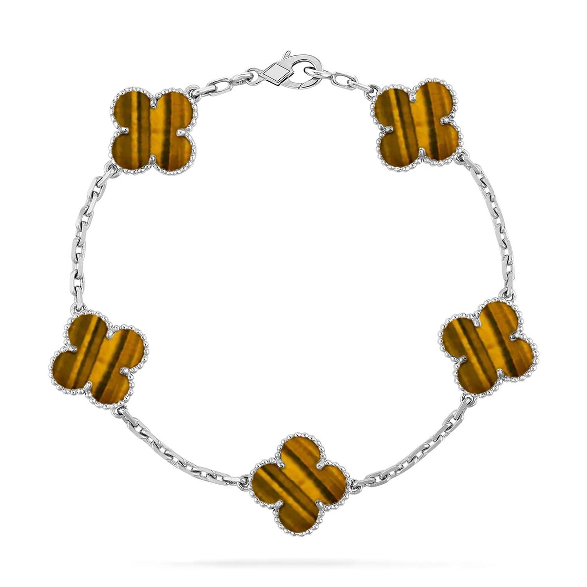 [Shinejoy] CLOVER 5 MOTIFS TIGER EYE BRACELET COLLECTION