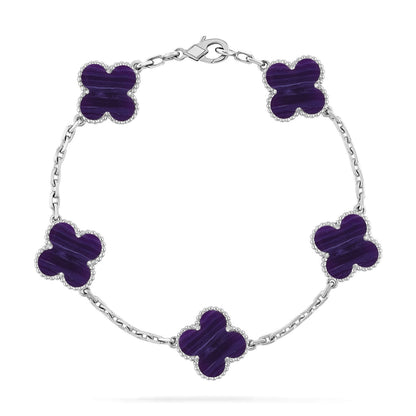 [Shinejoy]CLOVER 5 MOTIF PURPLE STRIPES BRACELET COLLECTION