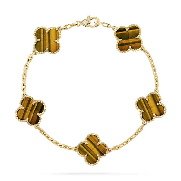 [Shinejoy] CLOVER 5 MOTIFS TIGER EYE BRACELET COLLECTION
