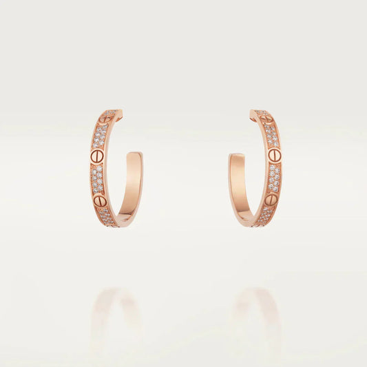 [Shinejoy]LOVE DIAMOND PINK GOLD HOOP EARRINGS
