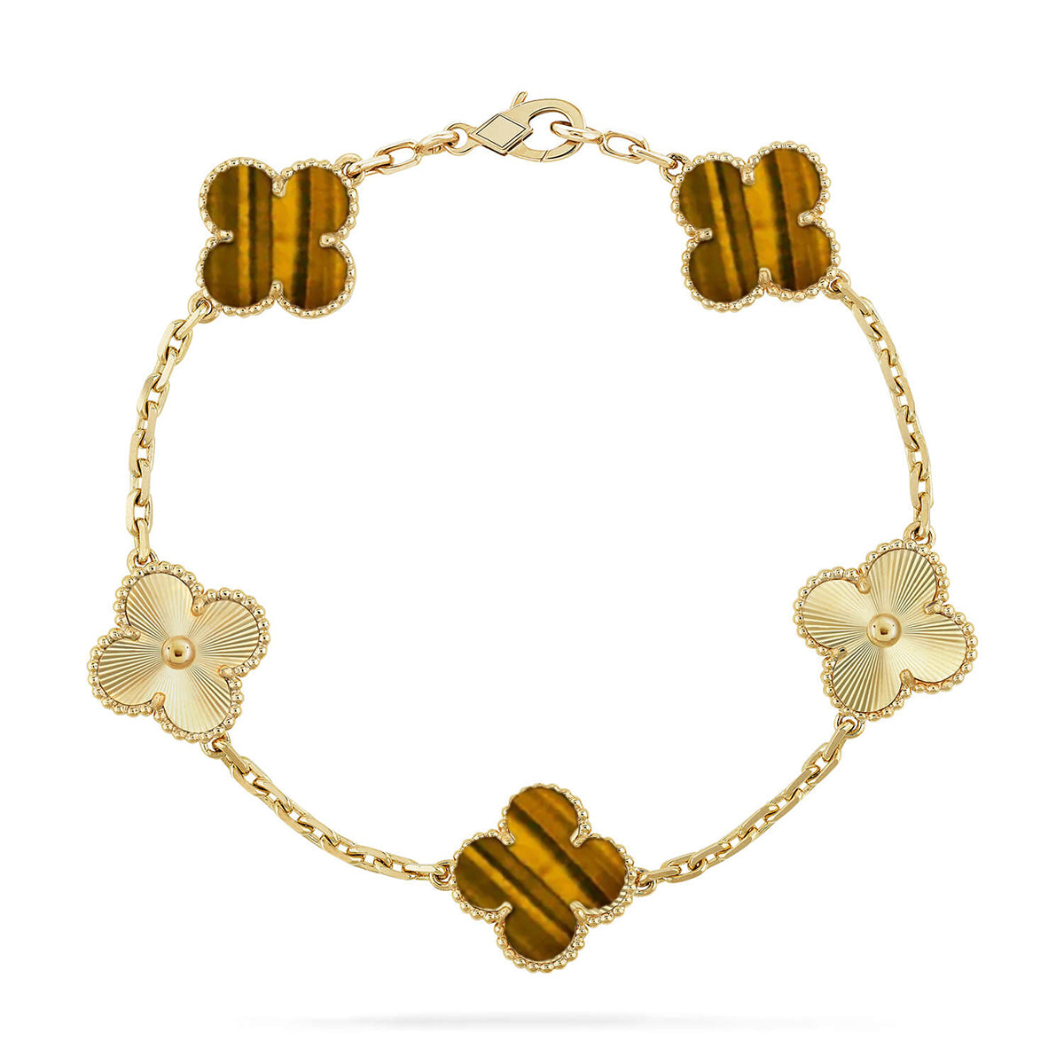 [Shinejoy] CLOVER 5 MOTIFS TIGER EYE BRACELET COLLECTION