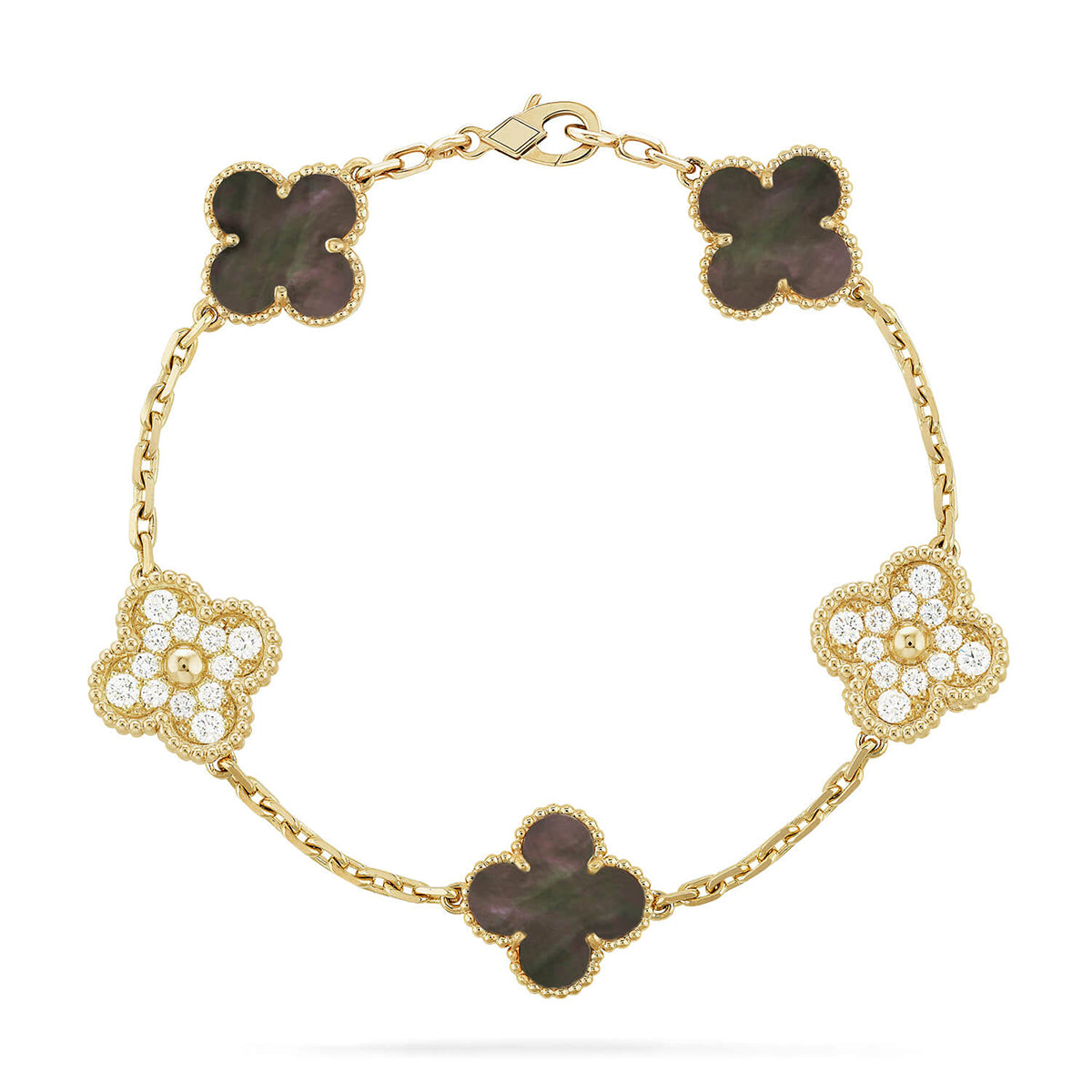 [Shinejoy] CLOVER 5 MOTIF GRAY MOP BRACELET COLLECTION