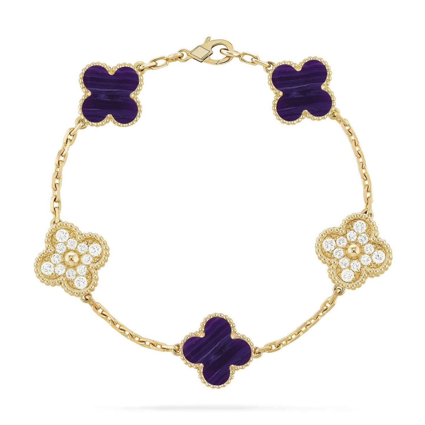 [Shinejoy]CLOVER 5 MOTIF PURPLE STRIPES BRACELET COLLECTION