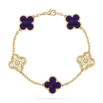 [Shinejoy]CLOVER 5 MOTIF PURPLE STRIPES BRACELET COLLECTION