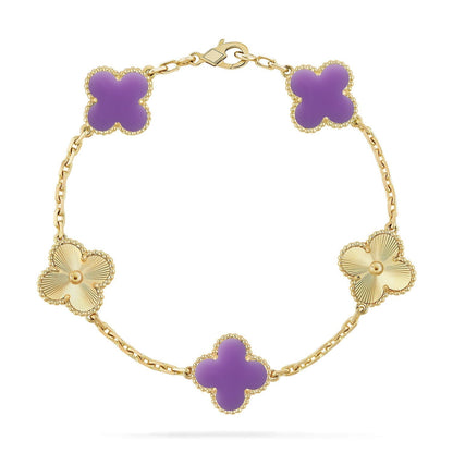 [Shinejoy]CLOVER 5 MOTIF LIGHT PURPLE BRACELET COLLECTION