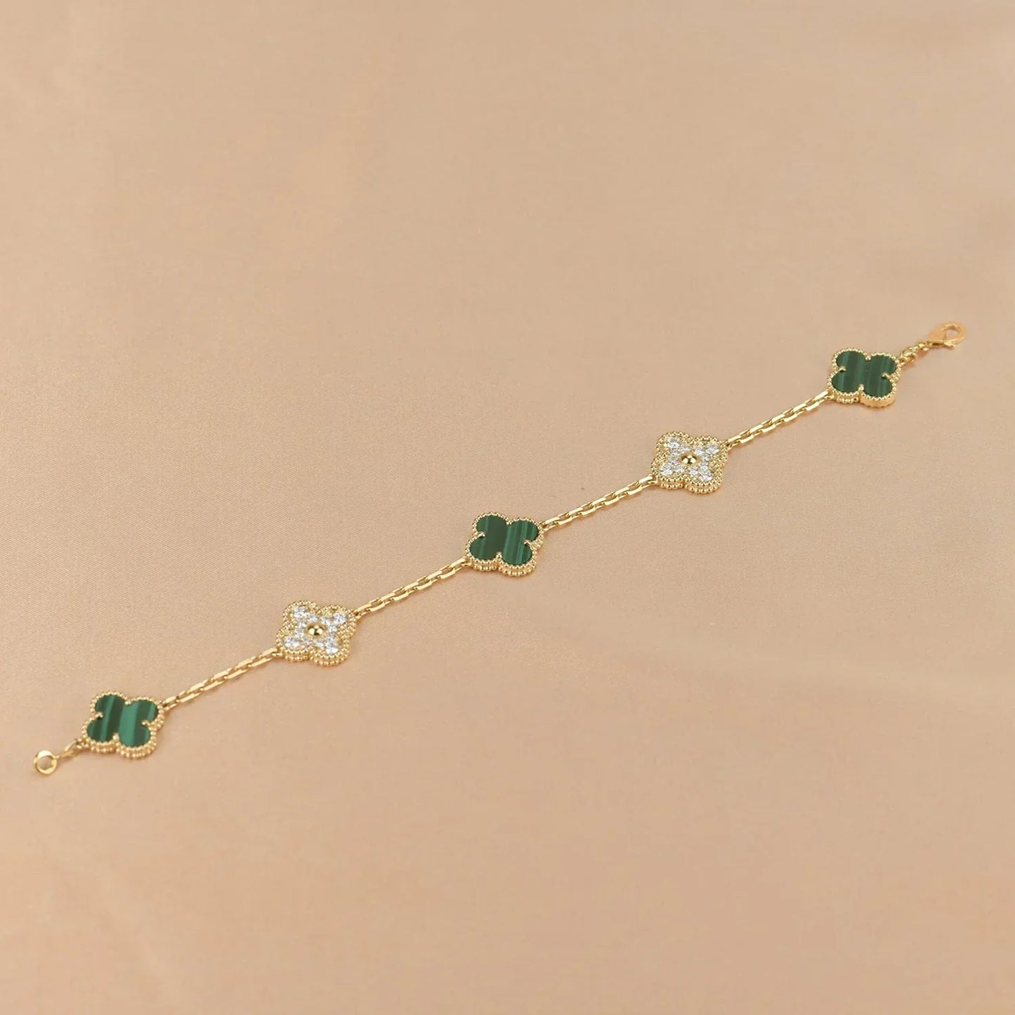 [Shinejoy] CLOVER 5 MOTIF MALACHITE BRACELET COLLECTION