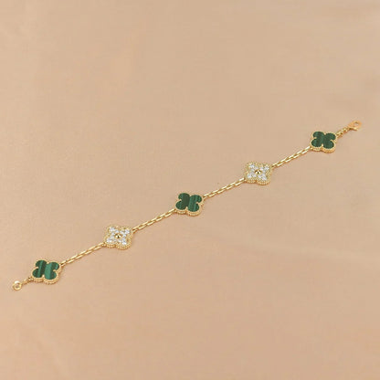 [Shinejoy] CLOVER 5 MOTIF MALACHITE BRACELET COLLECTION