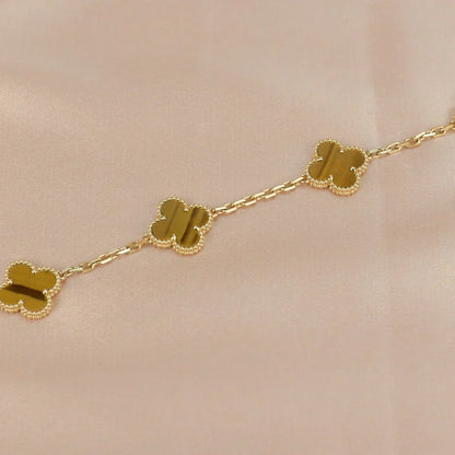 [Shinejoy] CLOVER 5 MOTIFS TIGER EYE BRACELET COLLECTION