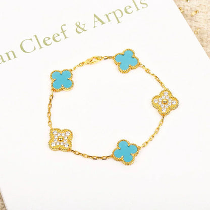[Shinejoy] CLOVER 5 MOTIF TURQUOISE BRACELET COLLECTION