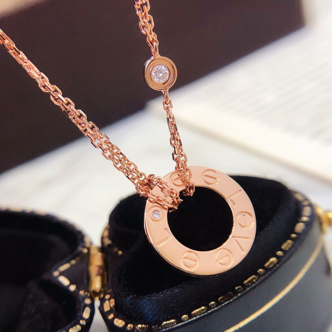 [Shinejoy]LOVE NECKLACE 16MM 2 DIAMONDS