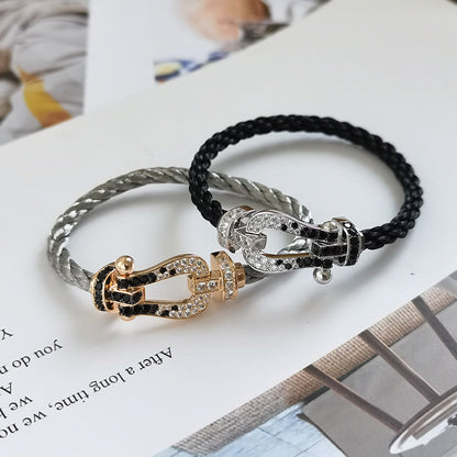 [Shinejoy]FORCE LARGE HORSESHOE BLACK WHITE DIAMOND BRACELET Shinejoy GOLD