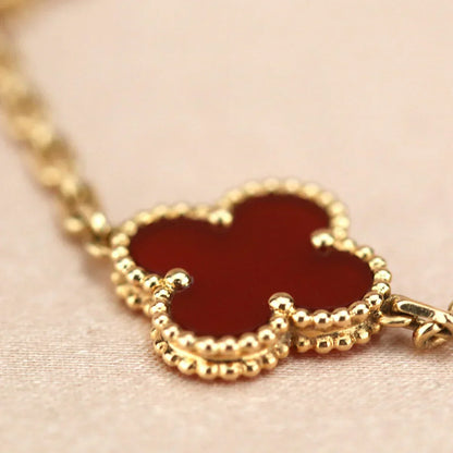[Shinejoy] CLOVER 5 MOTIF RED CORNELIAN BRACELET COLLECTION