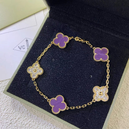 [Shinejoy] CLOVER 5 MOTIF VIOLET BRACELET COLLECTION