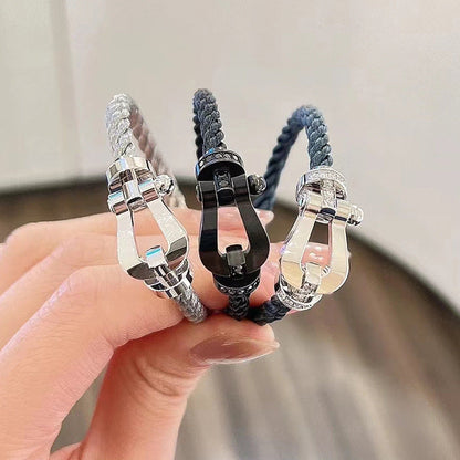 [Shinejoy]FORCE LARGE HORSESHOE FULL DIAMOND BRACELET SILVER