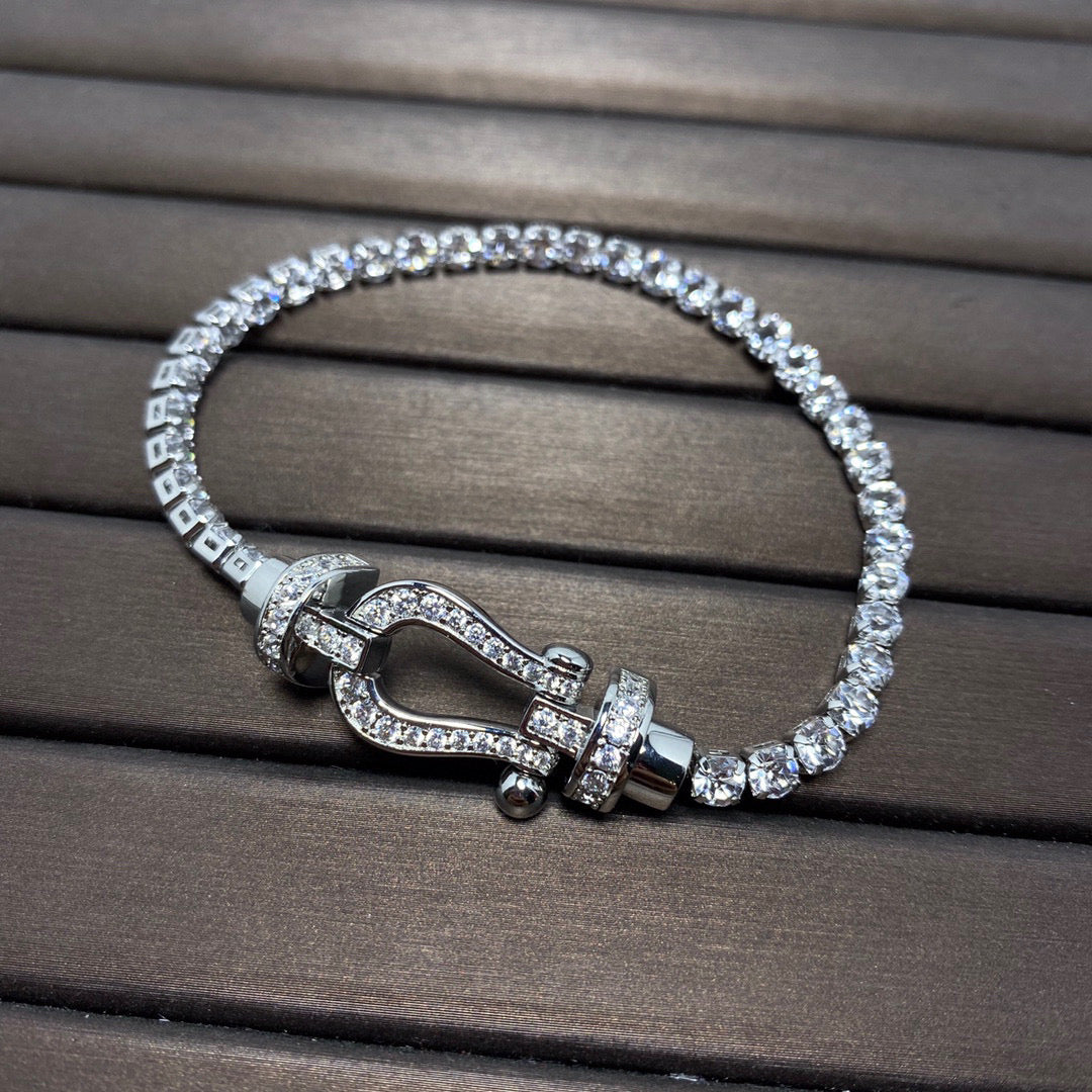 [Shinejoy]FORCE  LARGE HORSESHOE FULL DIAMOND TENNIS BRACELET