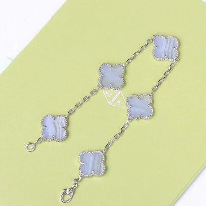 [Shinejoy] CLOVER 5 MOTIF PURPLE CHALCEDONY BRACELET COLLECTION