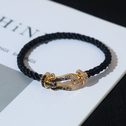 [Shinejoy]FORCE LARGE HORSESHOE BLACK WHITE DIAMOND BRACELET Shinejoy GOLD
