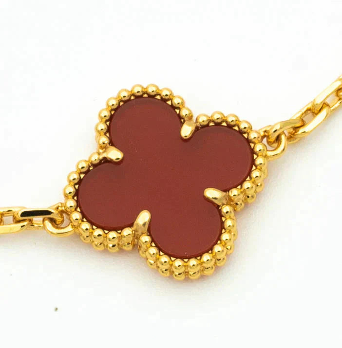[Shinejoy] CLOVER 5 MOTIF RED CORNELIAN BRACELET COLLECTION