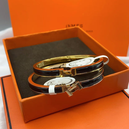 [Shinejoy]CLASSIC HM CLIC BLACK 8MM ENAMEL BRACELET