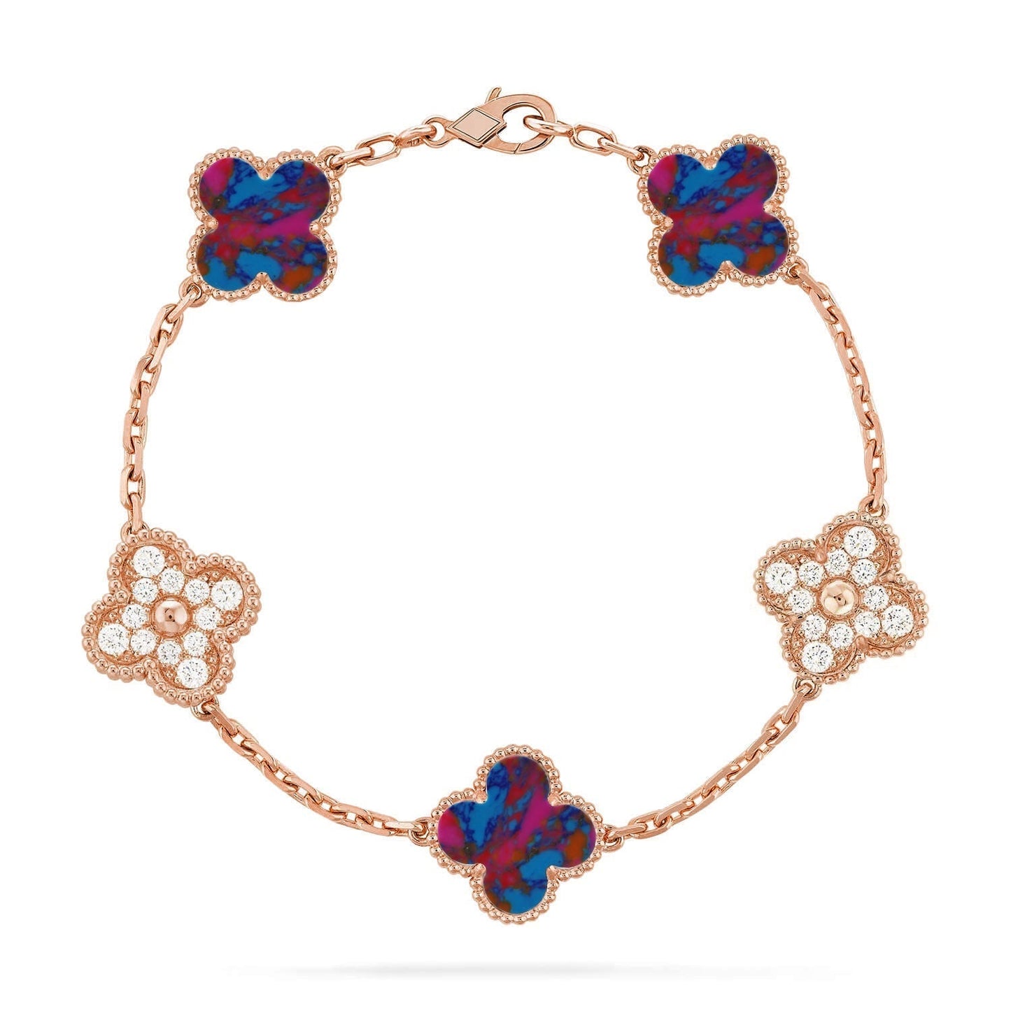 [Shinejoy]CLOVER 5 MOTIF COLOR GEMSTONES BRACELET COLLECTION