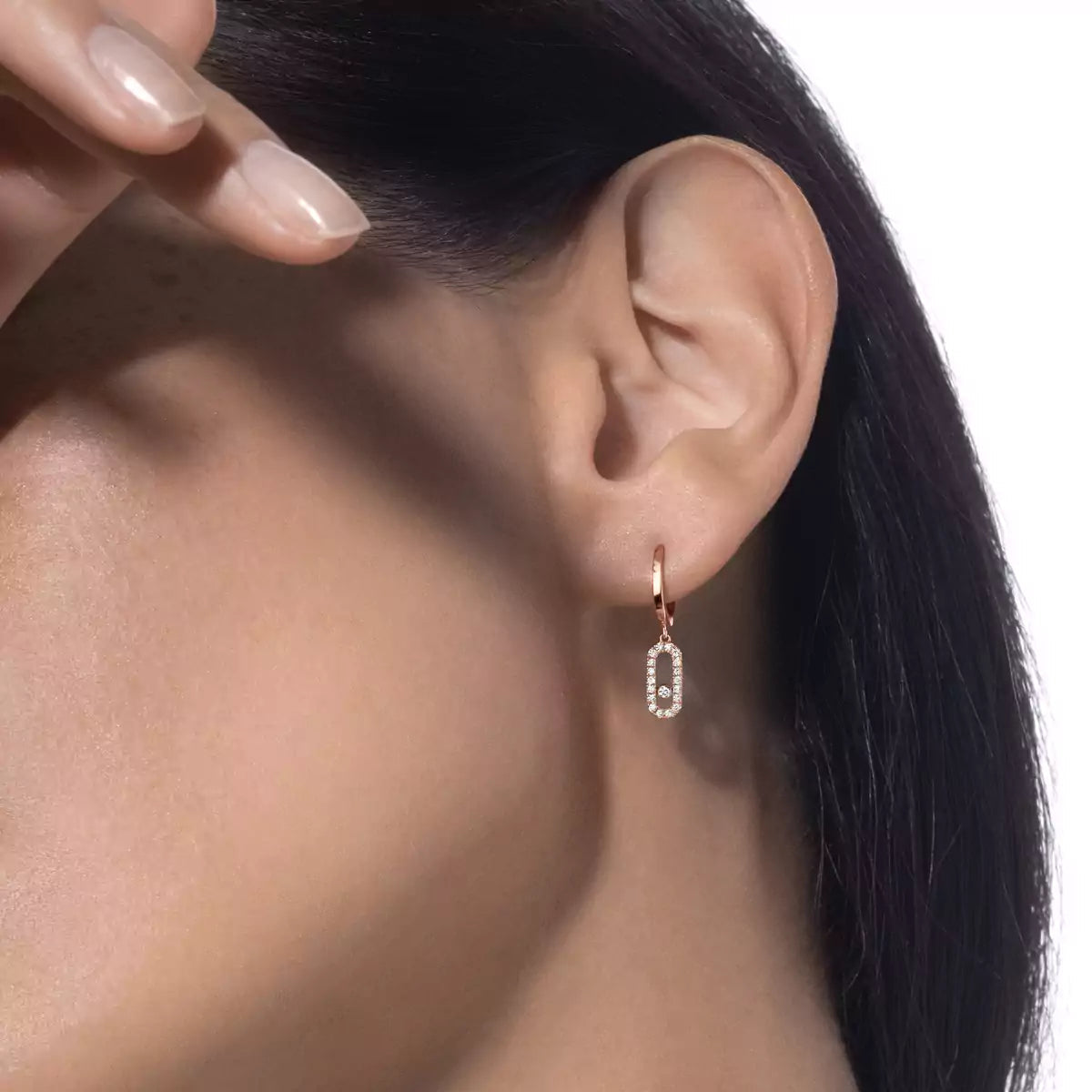 [Shinejoy]Move Uno Single Diamond Hoop Earring