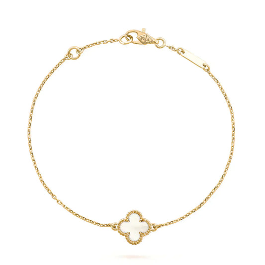 [Shinejoy]CLOVER WHITE MOP SINGLE FLOWER BRACELET