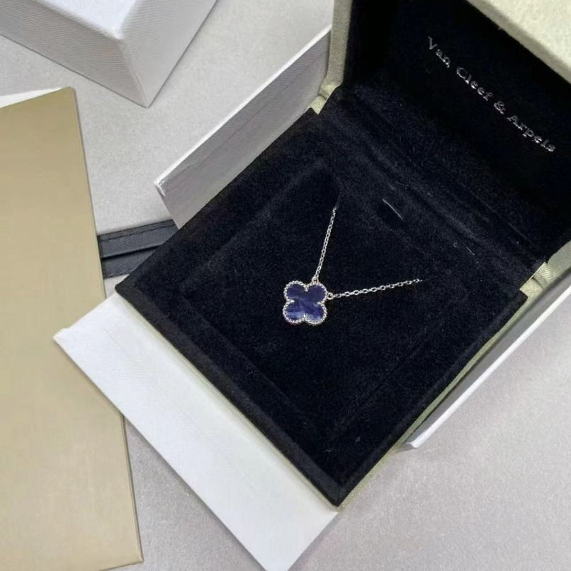 [Shinejoy]CLOVER 15MM PIETERSITE NECKLACE SILVER