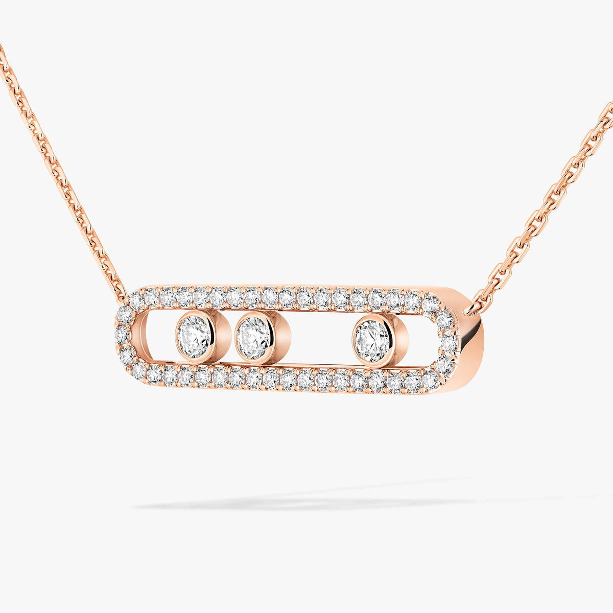 [Shinejoy] Move Pave_ Rose Gold Diamond Necklace