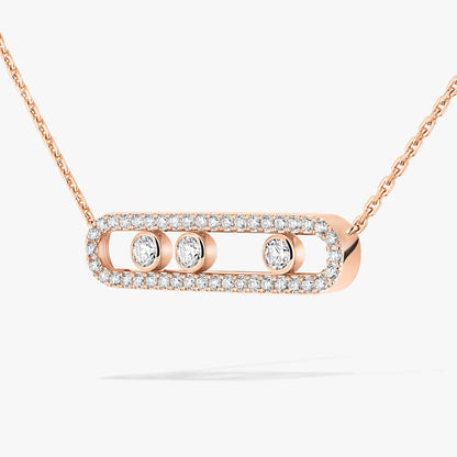[Shinejoy] Move Pave_ Rose Gold Diamond Necklace