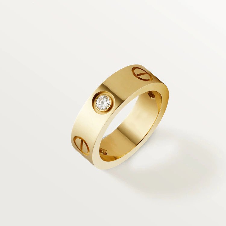 [Shinejoy]LOVE RING 5.5MM 3 DIAMONDS PINK GOLD